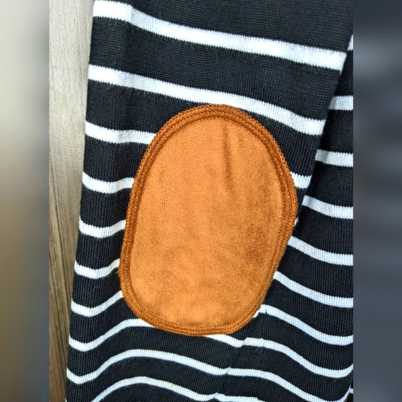 Staccato Black & White Striped Drape Cardigan Sweater, M/L - Picture 3 of 5